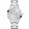Γυναικείο ρολόι διαμέτρου 34mm με μηχανισμό QUARTZ ακριβείας με ασημένιο καντράν και ασημένιους δείκτες και λεπτομέρειες. GUESS GW0404L1 Γυναικείο Ρολόι Quartz Ακριβείας