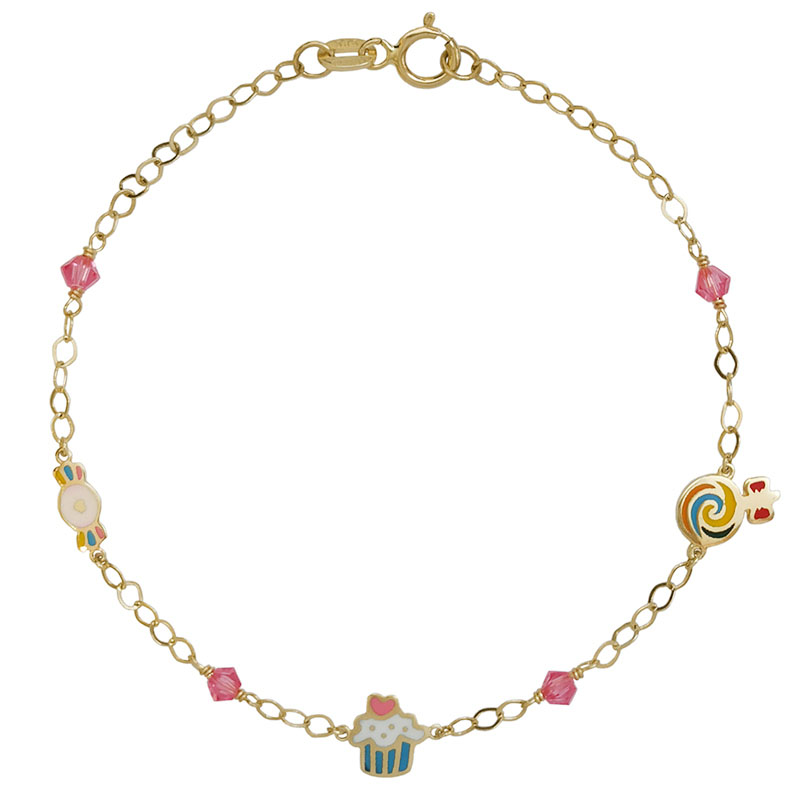 χρυσό_βραχιόλι_cupcake_K14-1 GOLD KID'S BRACELET WITH CUPCAKE BX3112 - Image 1