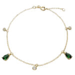 GOLD BRACELET WITH GREEN TEARDROPS BX3116