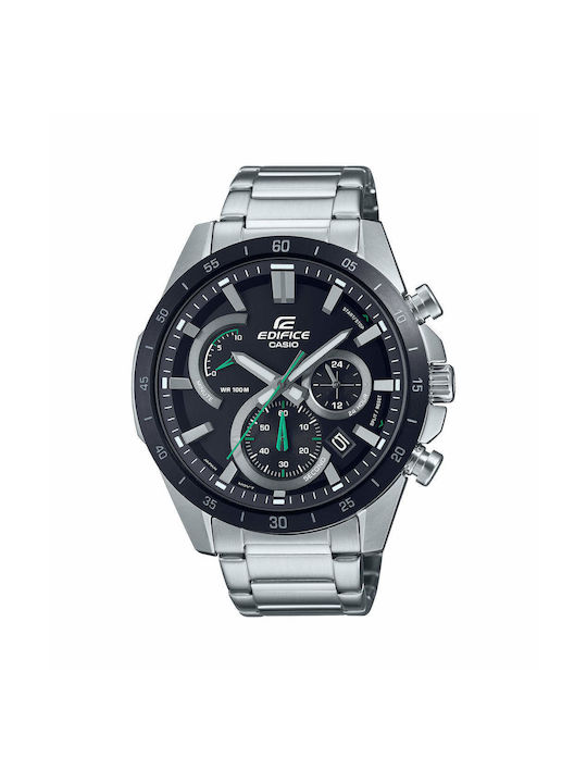 Ανδρικό ρολόι της συλλογής Casio Εdifice με ασημί μπρασελέ και μηχανισμό μπαταρίας. Η οθόνη του έχει επίστρωση Neobrite. Το κρύσταλλό του είναι ορυκτό, η κάσα του είναι από ανοξείδωτο ατσάλι και η διάμετρός της είναι 47 χιλιοστά. CASIO EDIFICE EFR 573DB 1AVUEF