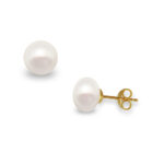 Μαργαριταρένια σκουλαρίκια fresh water pearl λευκά 9,5x10mm