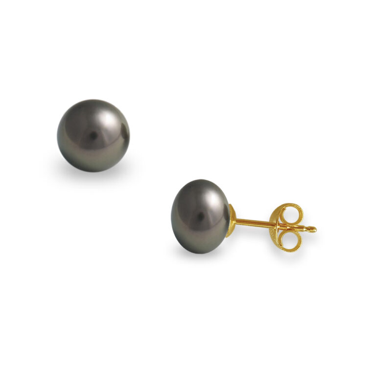 Μαργαριταρένια σκουλαρίκια fresh water pearl μαύρα Κ14 8,5x9mm
