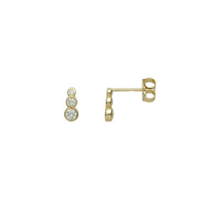 Χρυσά σκουλαρίκια τρία κυκλάκια ζιργκόν Κ14