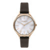 Γυναικείο ρολόι Lee Cooper διαμέτρου 36mm με μηχανισμό Quartz. Έχει κάσα σε χρώμα ροζ χρυσό και καντράν σε χρώμα mother of pearls (Φίλντισι). Το κρύσταλλο του είναι ορυκτό, έχει δερμάτινο λουράκι σε καφέ χρώμα και το κούμπωμά του είναι τοκάς.
