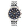 Αντρικό ρολόι Lee Cooper διαμέτρου 45mm με μηχανισμό Quartz. Έχει κάσα σε χρώμα ροζ χρυσό και καντράν σε χρώμα μπλε. Έχει ένδειξη διπλής ώρας, ημέρας και ημερομηνίας. LEE COOPER lc07592.590