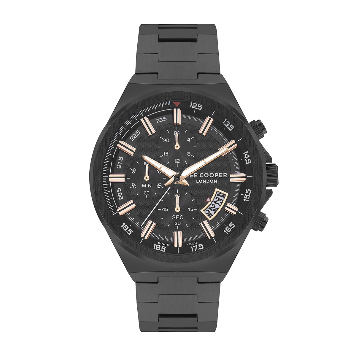 Αντρικό ρολόι Lee Cooper διαμέτρου 45mm με μηχανισμό Quartz. Έχει κάσα και καντράν σε χρώμα μαύρο. Έχει ένδειξη διπλής ώρας, ημέρας και ημερομηνίας. LEE COOPER lc07717.650