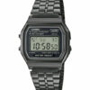 Ψηφιακό ρολόι της σειράς Vintage της εταιρίας Casio σε μεσαίο μέγεθος με μεταλλικό μπρασελέ σε μαύρο χρώμα. Έχει μηχανισμό μπαταρίας και είναι ανθεκτικό σε ελάχιστη επαφή με το νερό (τυχαίες σταγόνες, 3 atm/30 μέτρα). Casio Vintage digital Watch Black a 158wetb 1aef