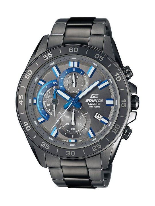 casio roloi edifice chronografos me metalliko mprasele se mayro chroma efv 550gy 8avuef