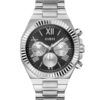 Ανδρικό ρολόι διαμέτρου 44mm με μηχανισμό Quartz Multi-Function ακριβείας. Έχει μαύρο καντράν με ασημένιους δείκτες και ασημένιες λεπτομέρειες. Η κάσα του είναι από ανοξείδωτο ατσάλι, με κρύσταλλο από ορυκτό κρύσταλλο ειδικής σκλήρυνσης. Ανδρικό Ρολόι GUESS EQUITY GW0703G1