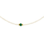 PEARL NECKLACE WITH EMERALD KOLM18 - Image 2