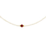 Necklace pearls ruby gold K14 1