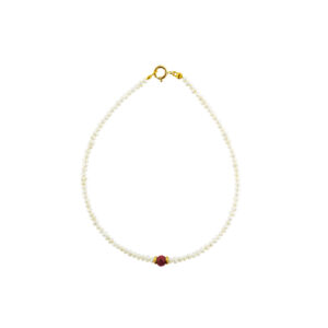 Pearl bracelet ruby gold K14