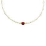 Pearl bracelet ruby gold K14 1