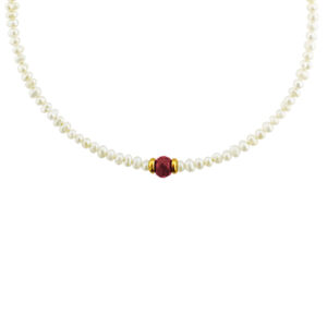 Pearl bracelet ruby gold K14 1