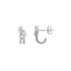 WHITE-GOLD DOUBLE EARRINGS WITH ZIRCON SK3112