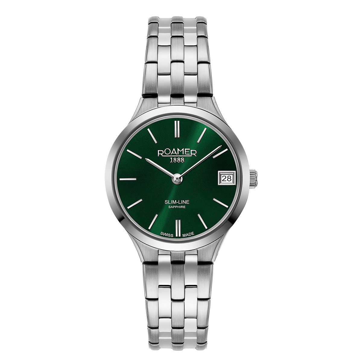 Roamer slimline classic ladies green silver 512857 41 75 20