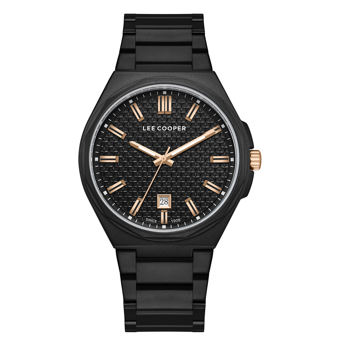 Andriko roloi lee cooper black rose gold lc08031.650