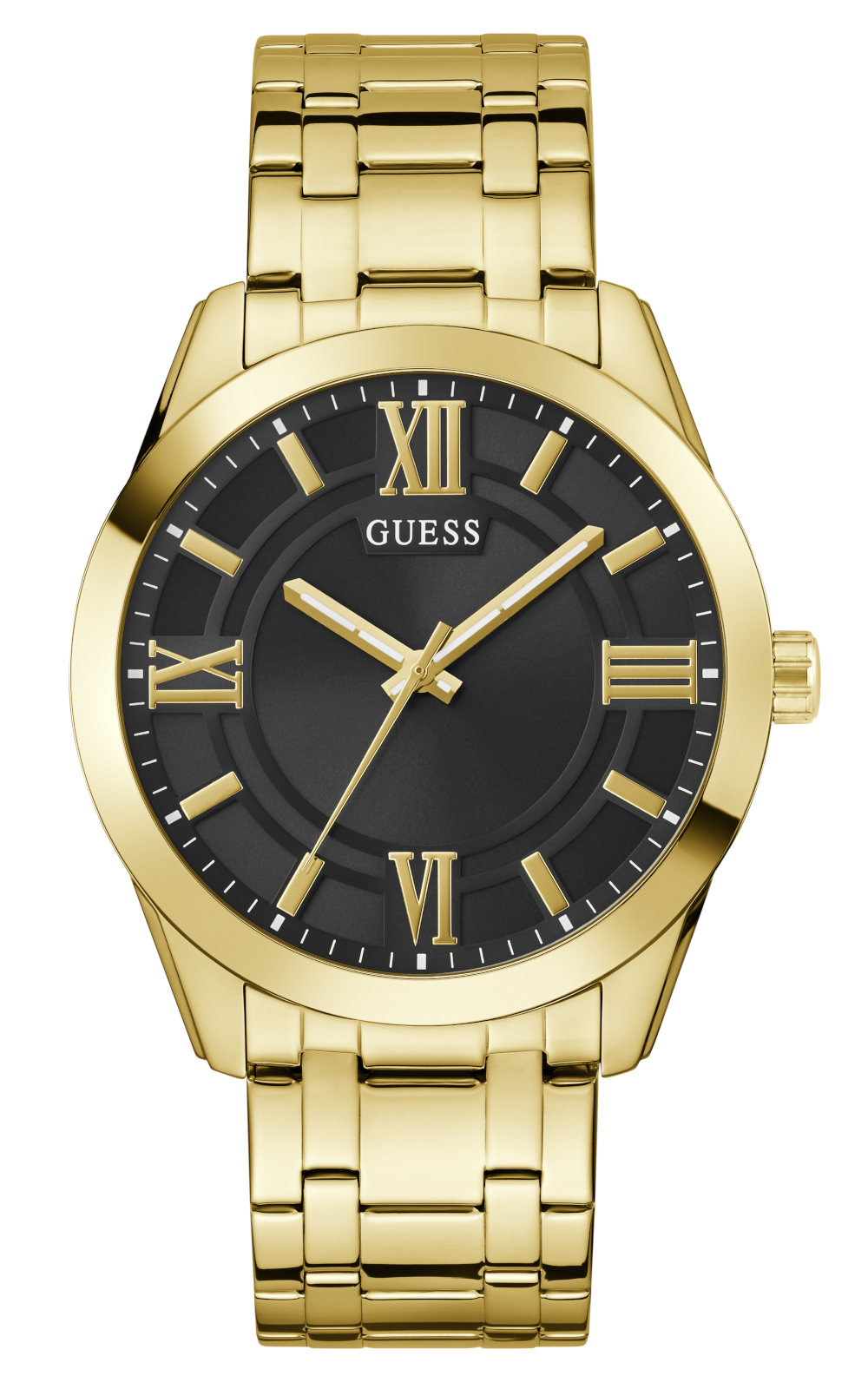 Andriko roloi guess Elliot Gw0893g4 me xruso bracele kai mauro kadran sta 44mm. GUESS ELLIOT GW0893G4 Ανδρικό Ρολόι Quartz Ακριβείας