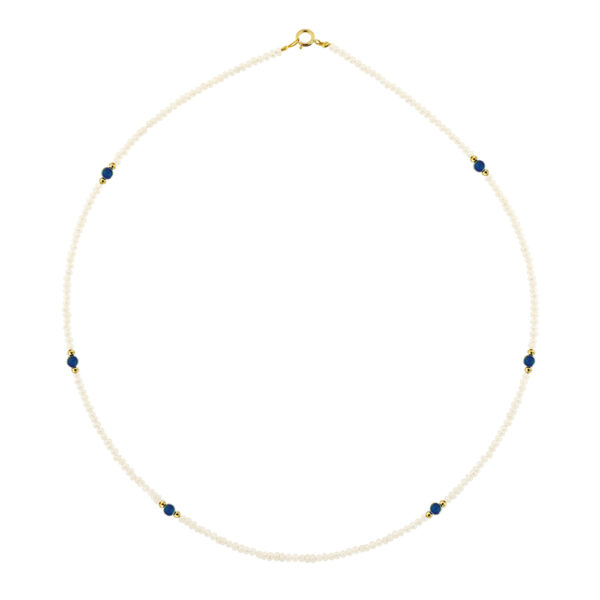M120457L N Kolie me leuka margaritaria kai lapis lazouli M120457L