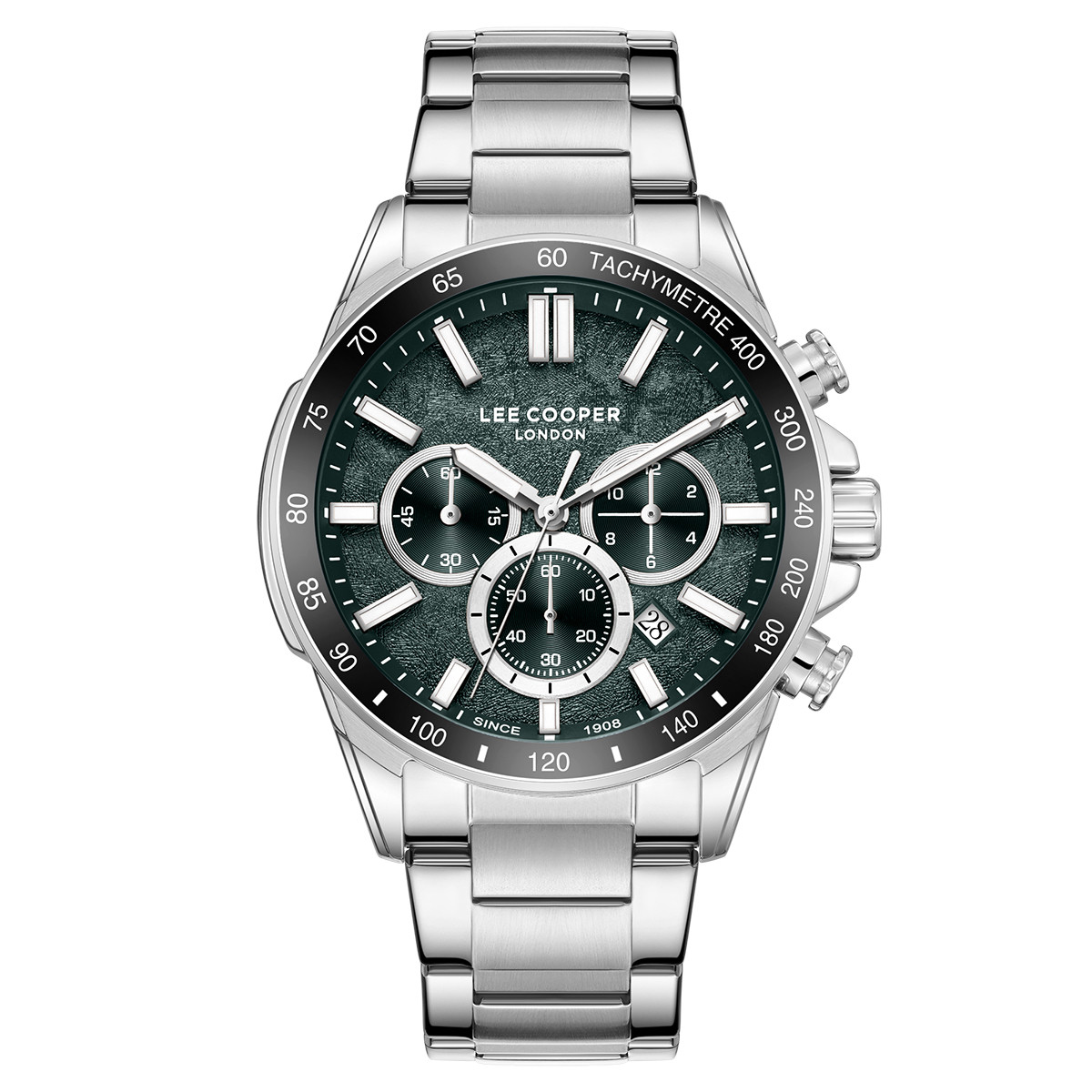 Andriko analogiko roloi Lee Cooper Multifunction me ashmi bracele kai mauro kadran sta 42mm. Andriko roloi Lee Cooper Super Metal silver lc08240.370