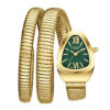 Gunaikeio roloi braxioli se sxhma snake se xruso xrwma me prasino kadran sta 23mm. Gunaikeio roloi braxioli snake gold green lc08173.320